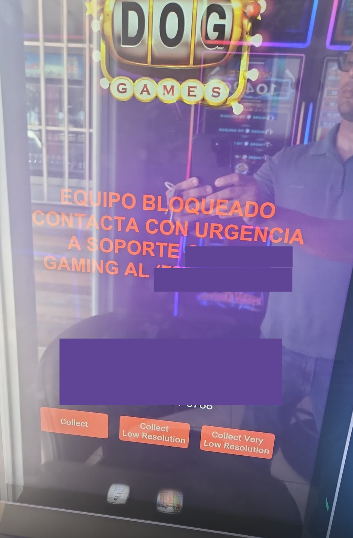 Bad Dog locked screen showing EQUIPO BLOQUEADO message in Spanish