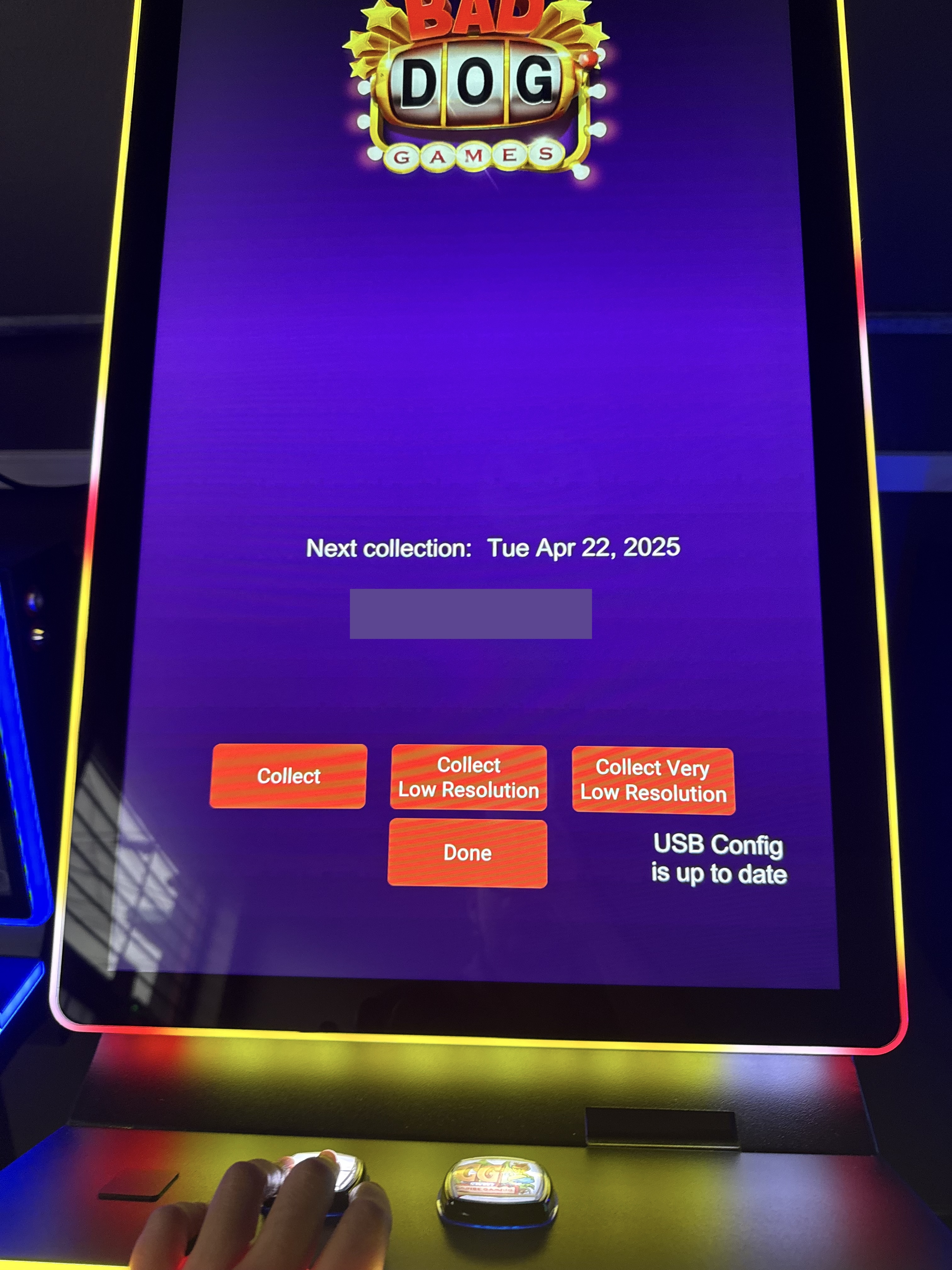 Old technician collection screen showing Next collection date and Collect buttons